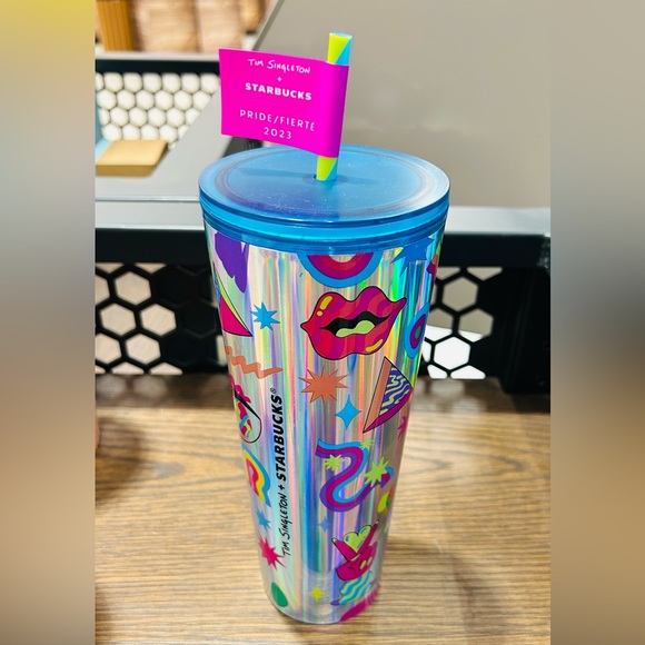 Starbucks Tim Singleton Pride Cup Iridescent Glitter Tumbler Foil 24oz New 2023 - Picture 8 of 10